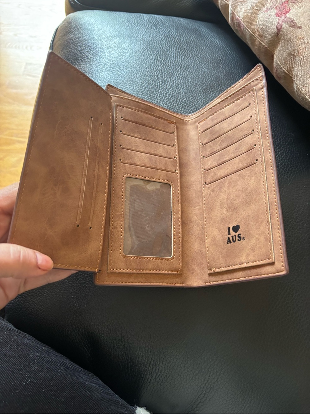 Kangaroo Australia Tan super soft faux suede Wallet. - Picture 5 of 9